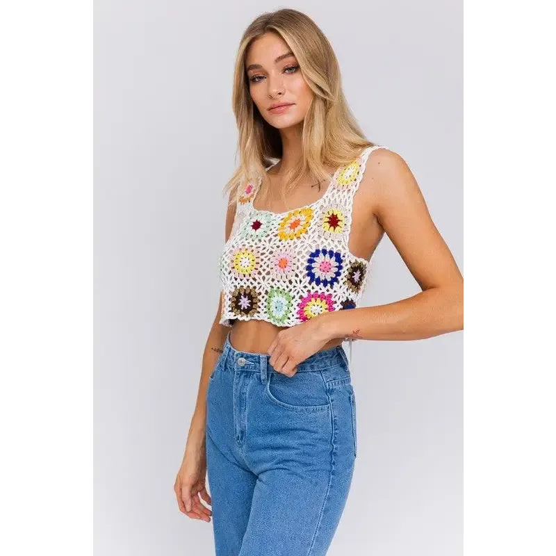 SLEEVELESS MULTI CROCHET TOP