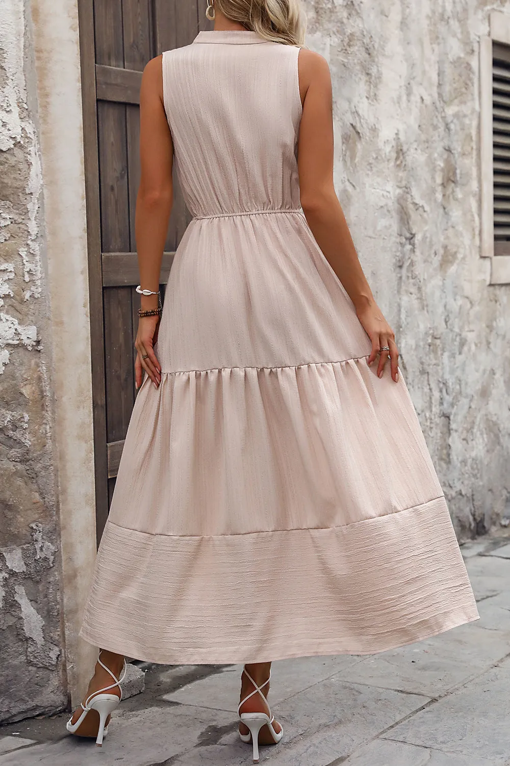 TEEK - Dust Storm Button Tiered Dress