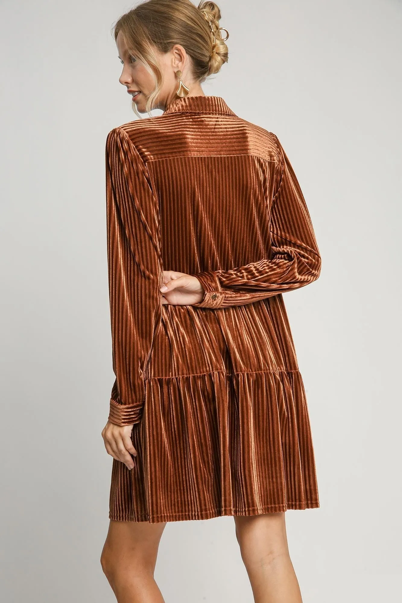 Textured Velvet Button Down Dress